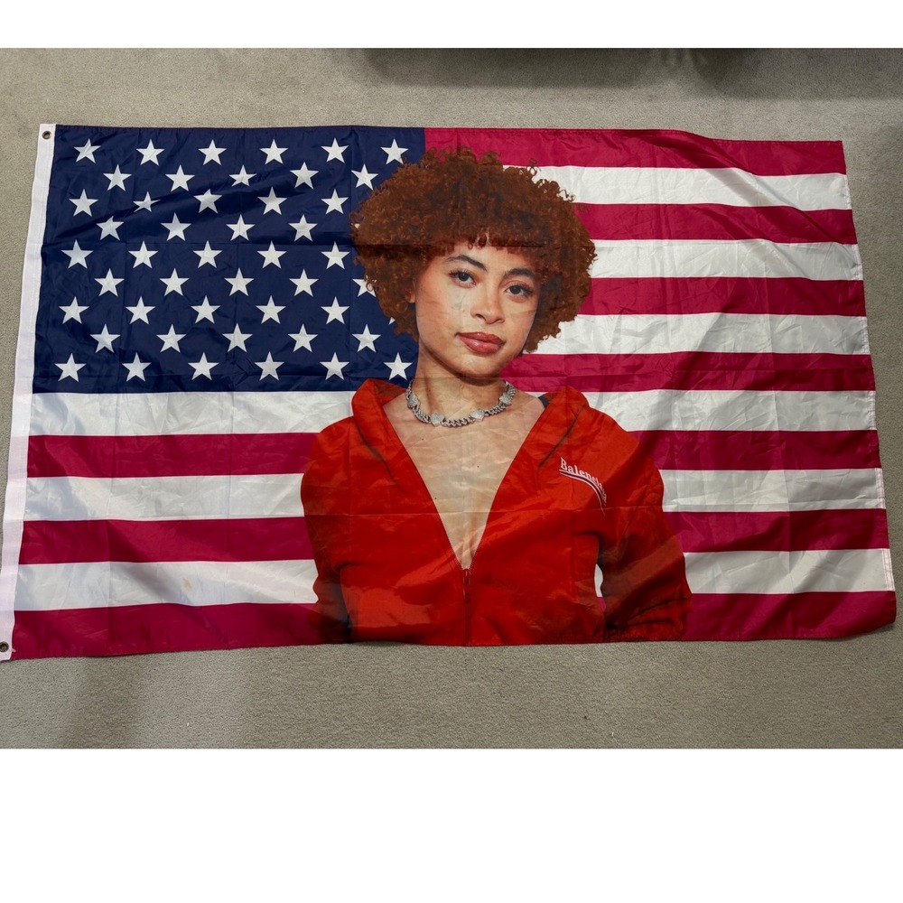 Ice Spice American Flag Tapestry Red Balenciaga Jacket Banner Wall Decor 3x5 ft